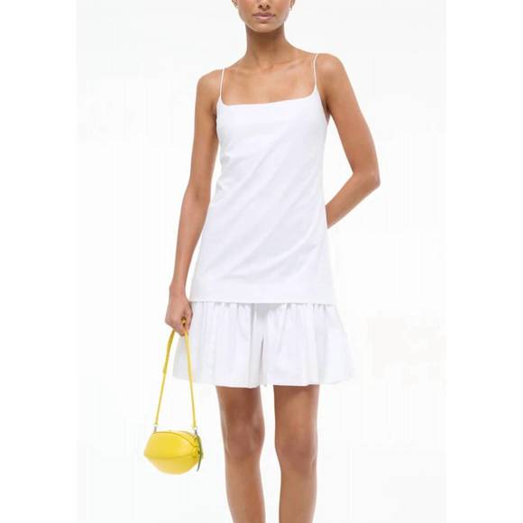 staud ari mini dress Ari gathered cotton-blend poplin mini dress - green